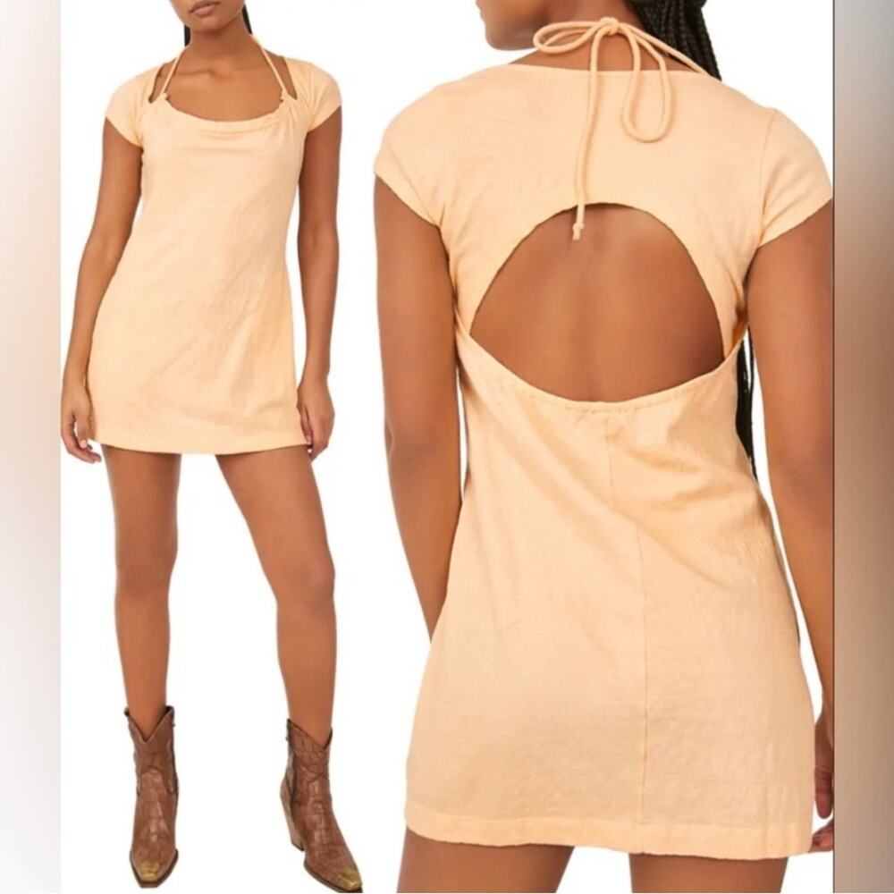 Free People Beach Vivi Yellow Mini Dress Women's size Large